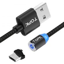 Магнитный кабель быстрой зарядки TOPK LED AM23 черного цвета
