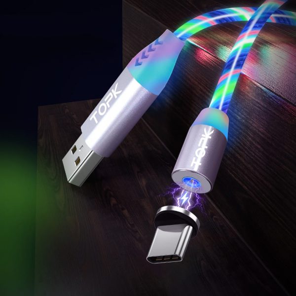 Светящийся магнитный USB кабель TOPK AM67