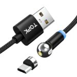 Магнитный кабель зарядка TOPK AM28 LED вращающийся на 360