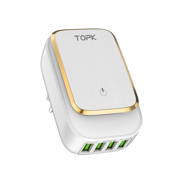 Сетевое зарядное устройство TOPK C4405 LED 22W 4xUSB