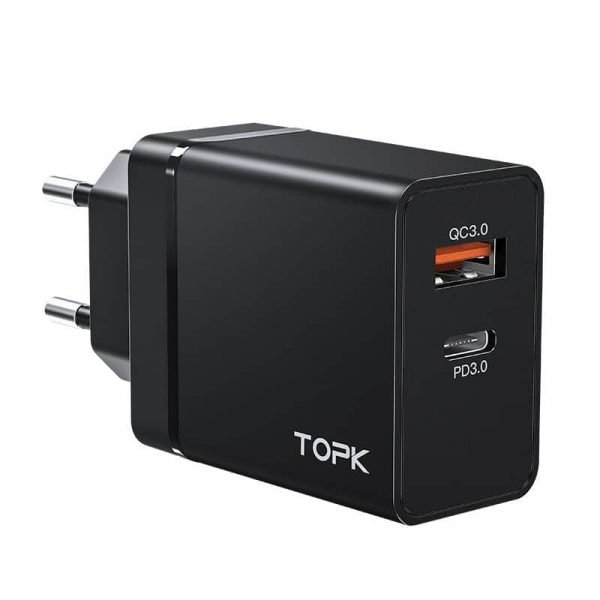 Сетевое зарядное устройство TOPK B204P 36W QC3/PD3