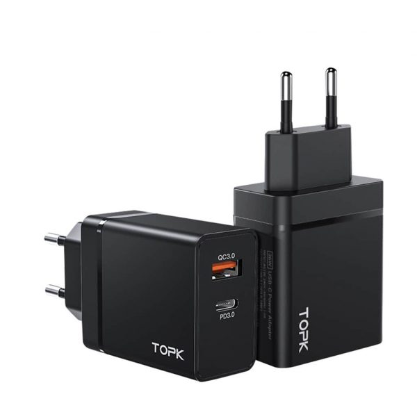 Сетевое зарядное устройство TOPK B204P 36W QC3/PD3
