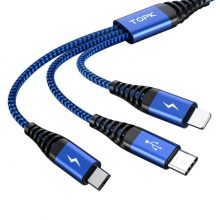 Кабель зарядки MicroUSB, Type-C, Lightning TOPK AN24 3 в 1