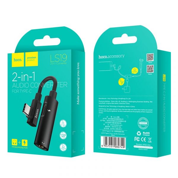 Переходник Hoco LS19 USB Type-C 3.5мм аудио конвертер