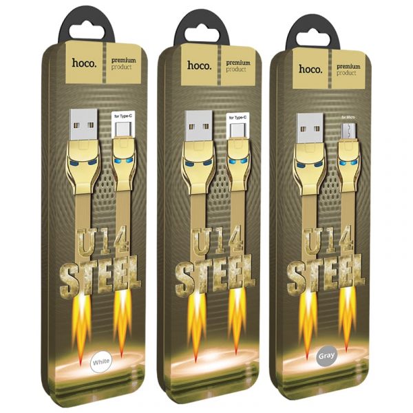 Кабель зарядки и синхронизации Hoco U14 Steel man