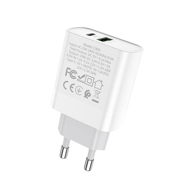 Сетевое зарядное устройство Hoco C80A "Rapido" 20W QC3/PD